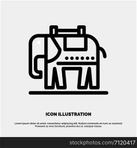 Elephant, American, Usa Line Icon Vector