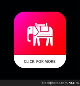Elephant, American, Usa Mobile App Button. Android and IOS Glyph Version
