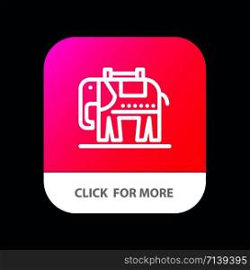 Elephant, American, Usa Mobile App Button. Android and IOS Line Version