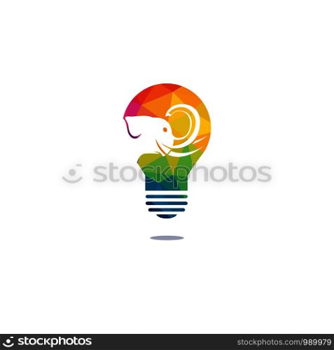 Elephant and light bulb logo design. Wise elephant children educational institute and organization concept design.