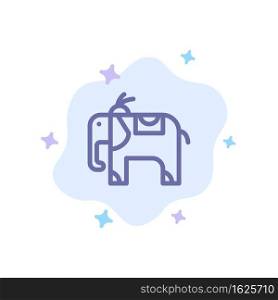 Elephant, Animal Blue Icon on Abstract Cloud Background