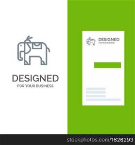 Elephant, Animal Grey Logo Design and Business Card Template