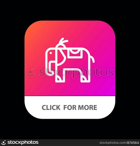 Elephant, Animal Mobile App Button. Android and IOS Line Version