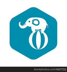 Elephant balancing on a ball icon in simple style on a white background vector illustration. Elephant balancing on a ball icon, simple style