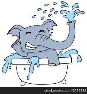 elephant bath playing water