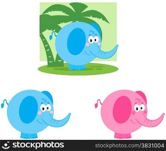 Elephant Cartoon Mascot Characters- Collection
