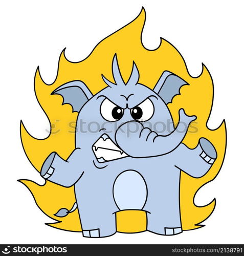 elephant emoticon with fiery angry face