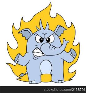 elephant emoticon with fiery angry face