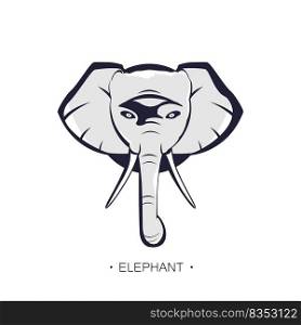 Elephant head, icon on a white background.