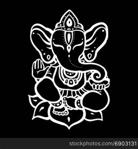 Elephant. Hindu God Ganesha. Hand drawn tribal style. Vector illustration. Hindu God Ganesha