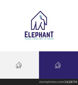 Elephant House Real Estate Realty Strong Construction Line Logo