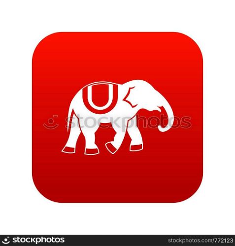 Elephant icon digital red for any design isolated on white vector illustration. Elephant icon digital red