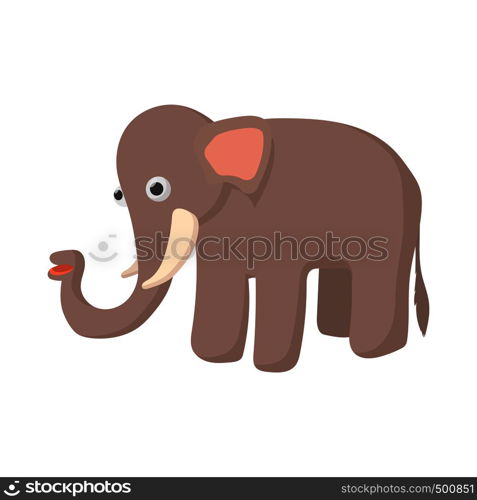 Elephant icon in cartoon style on a white background . Elephant icon, cartoon style