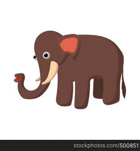 Elephant icon in cartoon style on a white background . Elephant icon, cartoon style