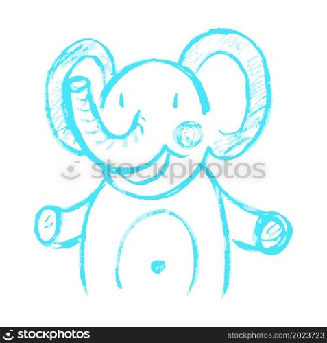 Elephant. Icon in hand draw style. Drawing with wax crayons, colored chalk, children&rsquo;s creativity. Vector illustration. Sign, symbol, pin, sticker. Icon in hand draw style. Drawing with wax crayons, children&rsquo;s creativity
