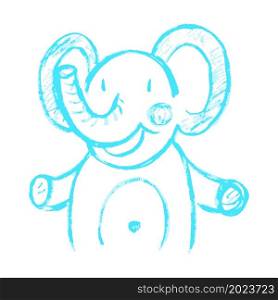 Elephant. Icon in hand draw style. Drawing with wax crayons, colored chalk, children&rsquo;s creativity. Vector illustration. Sign, symbol, pin, sticker. Icon in hand draw style. Drawing with wax crayons, children&rsquo;s creativity