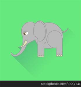 Elephant Icon Isolated on Green Background. Long Shadow.. Elephant Icon