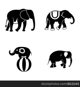Elephant icon set. Simple set of elephant vector icons for web design isolated on white background. Elephant icon set, simple style
