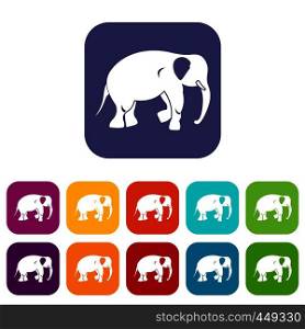 Elephant icons set vector illustration in flat style In colors red, blue, green and other. Elephant icons set flat