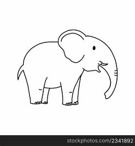 Elephant in doodle style. Coloring book for kids. Vector contour illustration. Animals of savannah.