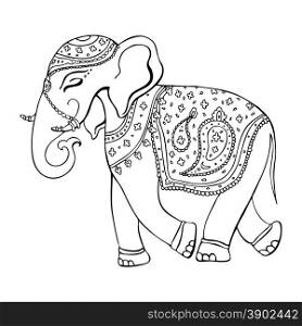 Elephant. Indian style. Decorative Vector illustration.. Elephant. Indian style Hand drawn detailed illustration.