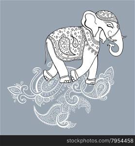 Elephant. Indian style. Decorative Vector illustration.. Elephant. Indian style Hand drawn detailed illustration.
