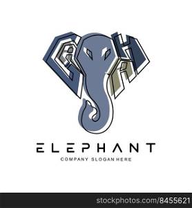 Elephant line logo design protected animal sketch vector illustration