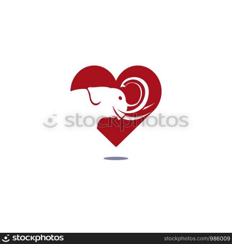 Elephant love vector logo design. Creative elephant abstract logo design.