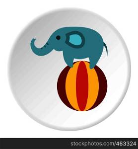 Elephant on ball icon in flat circle isolated vector illustration for web. Elephant on ball icon circle