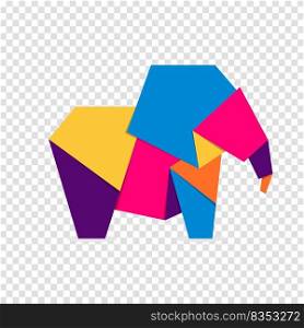 Elephant origami. Abstract colorful vibrant elephant logo design. Animal origami. Vector illustration