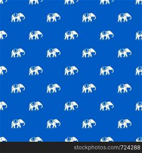 Elephant pattern repeat seamless in blue color for any design. Vector geometric illustration. Elephant pattern seamless blue