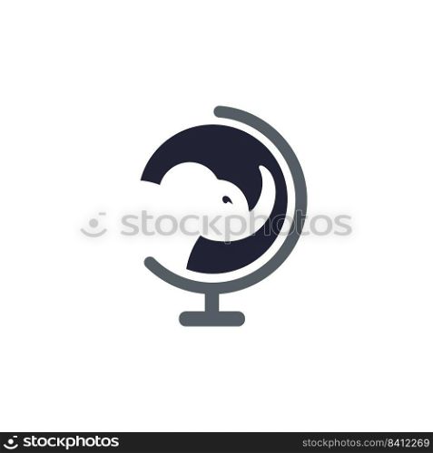 Elephant planet vector logo design. Elephant and the globe icon design. 