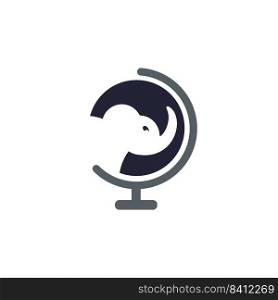 Elephant planet vector logo design. Elephant and the globe icon design. 