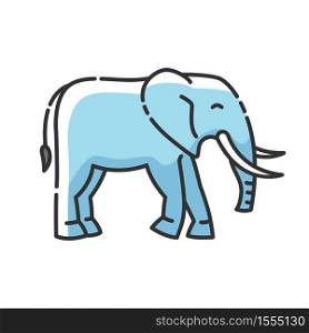Elephant RGB color icon. Large land animal, exotic wildlife. African savanna, Indian fauna. Huge mammal with long trunk and tusks isolated vector illustration. Elephant RGB color icon