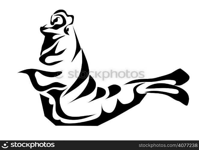 elephant seals. silhouette of animal isolated on a white background