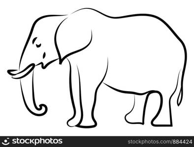 Elephant sketch, illustration, vector on white background.