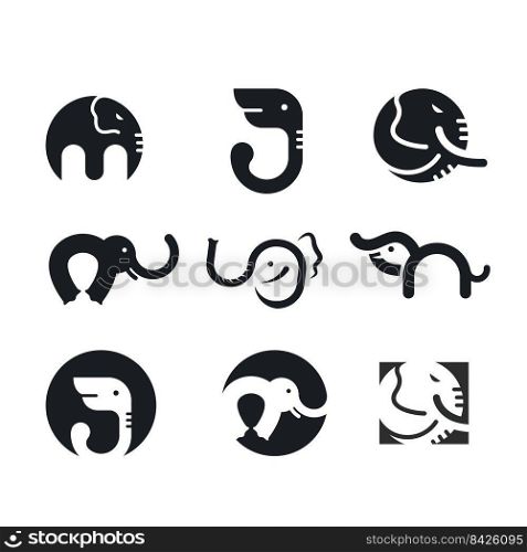 elephant  vector icon set  illustration concept design template