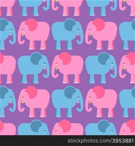 Elephants seamless pattern. Blue and pink animals of jungle. Cute African beasts texture for childrens fabric.&#xA;
