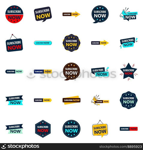 Elevate Your Marketing Materials with Subscribe Now 25 Professional Vector Banners Pack