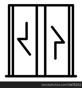 Elevator doors with arrows icon. Outline elevator doors with arrows vector icon for web design isolated on white background. Elevator doors with arrows icon, outline style