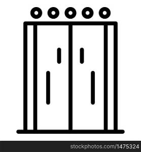 Elevator doors with indicator icon. Outline elevator doors with indicator vector icon for web design isolated on white background. Elevator doors with indicator icon, outline style
