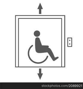 Elevator for disability. Wheelchair lift vector icon.. Elevator for disability. Wheelchair lift vector icon
