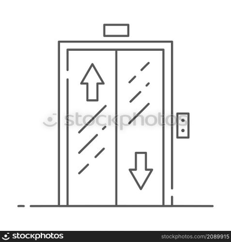 Elevator icon. Lift outline illustration. Interior of hotel lobby. Vector.. Elevator icon. Lift outline illustration. Interior of hotel lobby. Vector