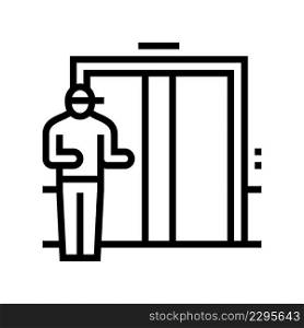 elevator in building line icon vector. elevator in building sign. isolated contour symbol black illustration. elevator in building line icon vector illustration