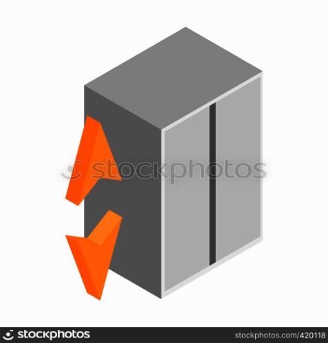Elevator with a closed door isometric 3d icon on a white background. Elevator with a closed door