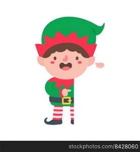 Elf character for decorating Christmas greeting cards.