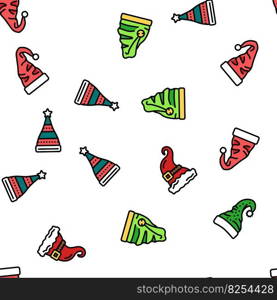 elf christmas cute character vector seamless pattern thin line illustration. elf christmas cute character vector seamless pattern