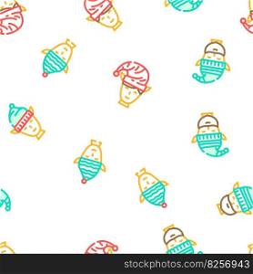 elf christmas cute xmas hat vector seamless pattern thin line illustration. elf christmas cute xmas hat vector seamless pattern