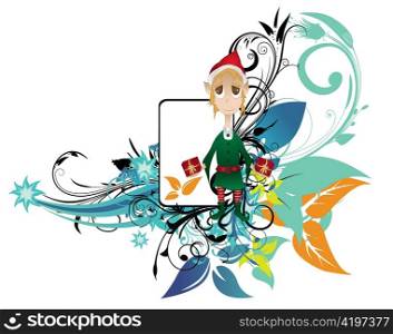 elf with floral background