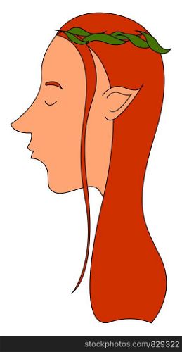 Elf with red hair, illustration, vector on white background.